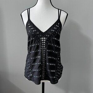 Express Black and Silver Sequin Oversized Cami in XS